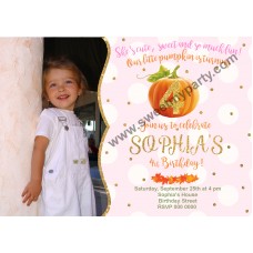 Pumpkin Birthday Invitation with photo,(001kpump) Pumpkin Birthday Invitation with photo,(001kpump)